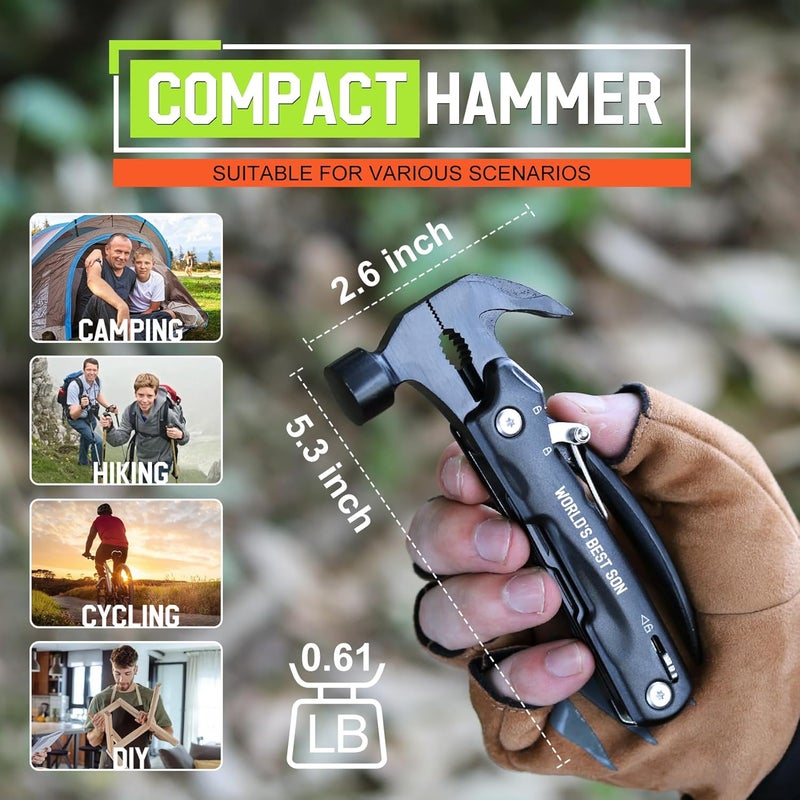 risadas Gifts for Son - Son Gifts from Mom, Dad, Christmas Gift - Sons in Law Gift, Fathers Day Birthday Presents for Sons - Graduation Presents, Multitool Hammer - Image 3